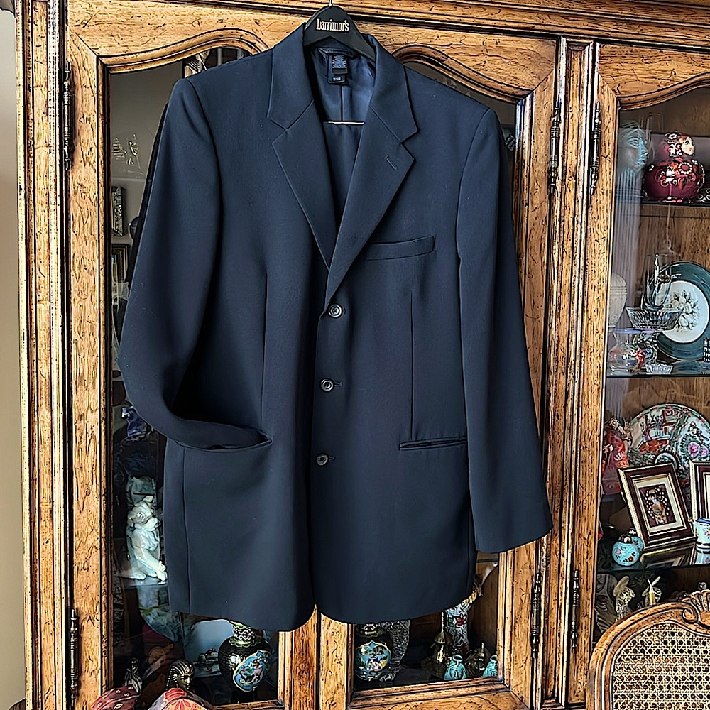 ❌ClaiborneBlackSuitJacket42RTrouser36/30 pleated&cuffed.AllSeasonsExcellent Con.